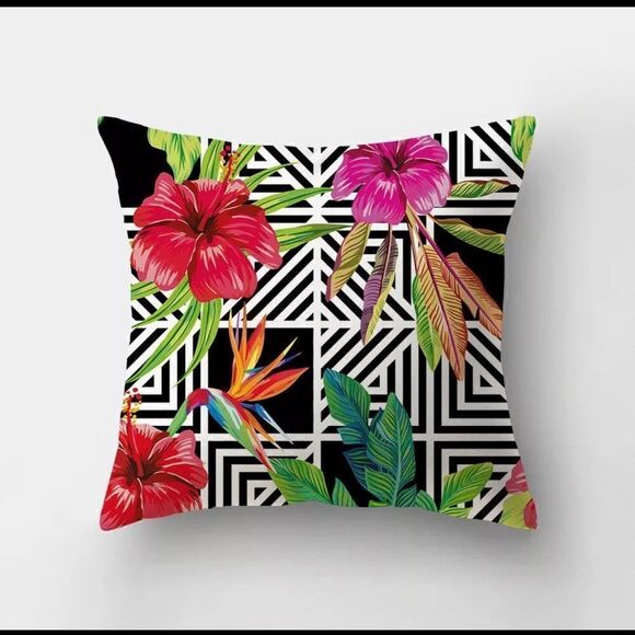 Set of 4 Waterproof Rainforest Jungle Plant Wildlife Throw Pillow Covers - Picture 2 of 5